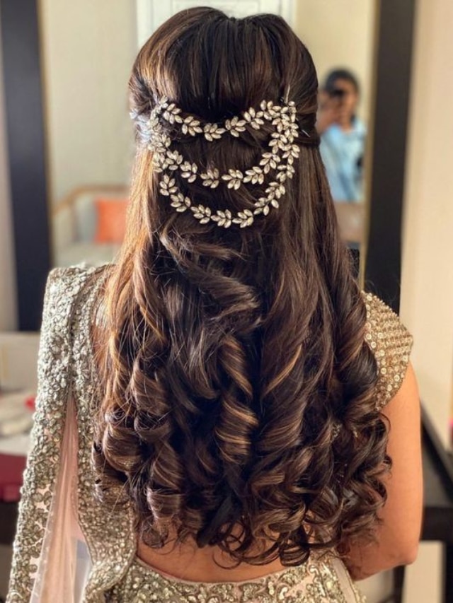 wedding gajra hairstyle for long hair| gajra hairstyle with open hair for  bridal - YouTube
