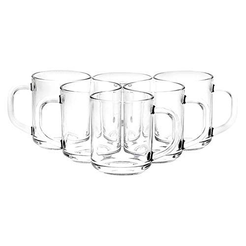 Yera Glass Mug with Handle-250ml Set of 6 Pieces Mug for Tea, Coffee