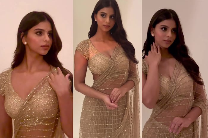 Suhana Khan's Golden Net Saree With Backless Blouse Sparks Like The Festival of Diwali