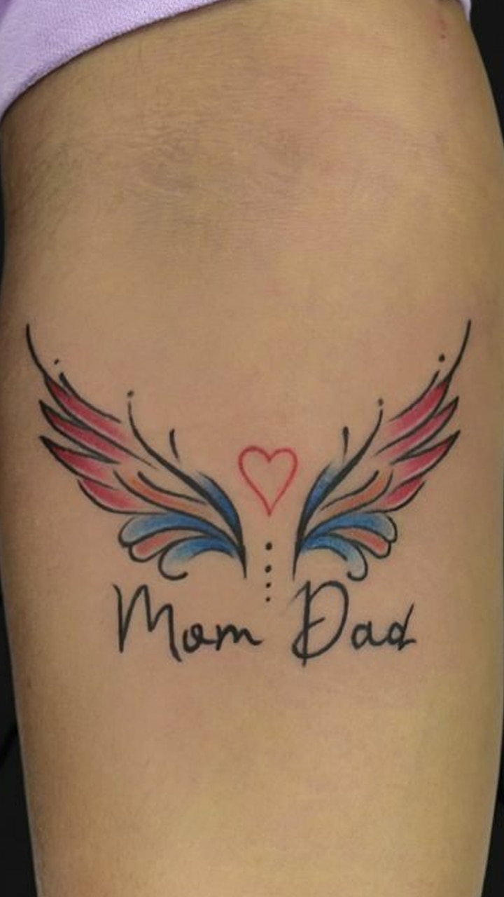 Beautiful Maa Paa ...tattoo ...Design done by @sachintattooist at Sachin  tattooz #maapaatattoo #familytattoo #script #colortattoo… | Instagram