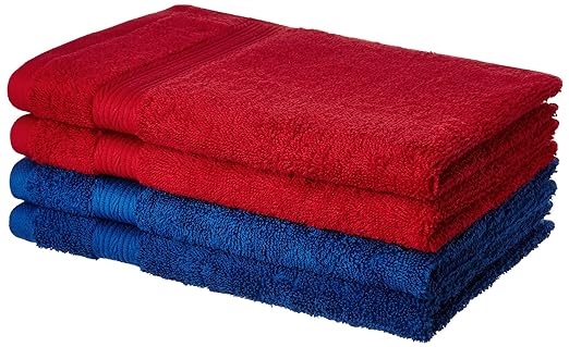 Amazon Brand - Solimo 100% Cotton 4 Piece Hand Towel Set
