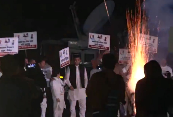 Congress Supporters Gather Outside Party Office, Burst Crackers Ahead of Assembly Election Results