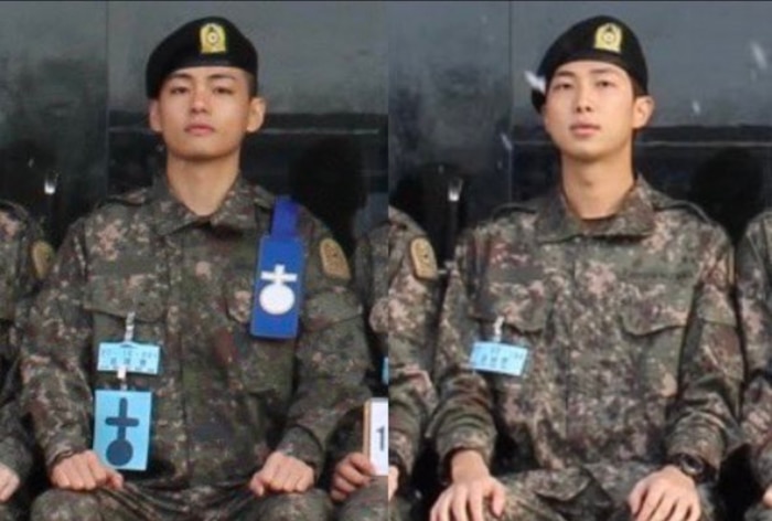 K-Pop BTS Leader RM and Singer Kim Taehyung Spotted In Military Uniform ...