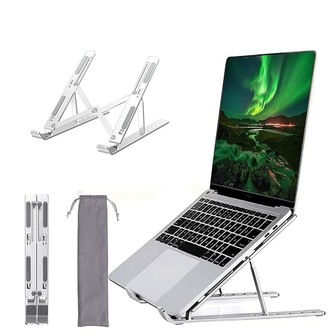 Dyazo 6 Angles Adjustable Aluminum Ergonomic Foldable Portable Tabletop Laptop/Desktop Riser Stand Holder