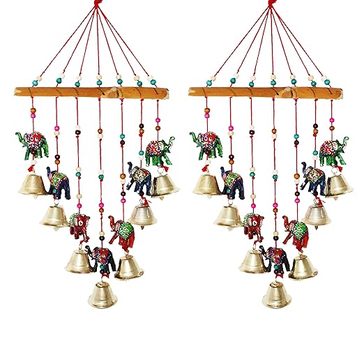 JH Gallery Handcrafted Rajasthani Colored Bell Hangings for Home Decoration 