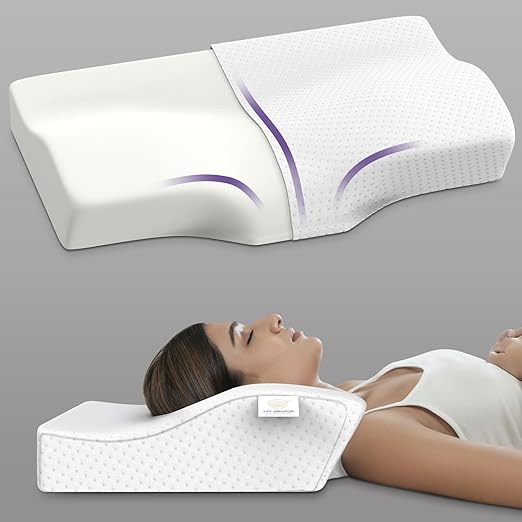 MY ARMOR Memory Foam Pillow, Small Orthopedic Pillow for Neck Pain 