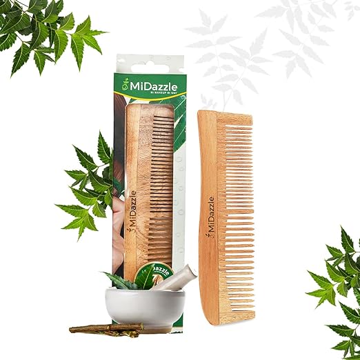 Midazzle Organic Pure Kacchi Neem Wood Comb for men and women