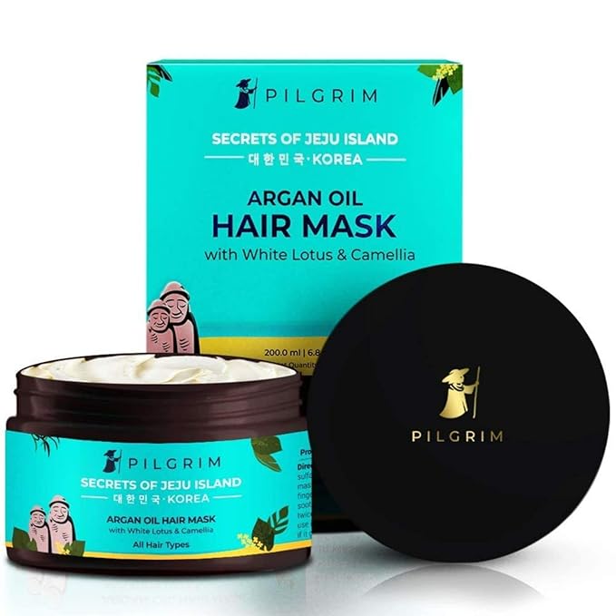 PILGRIM Korean Argan Oil Hair Mask for dry & frizzy hair with White Lotus and Camellia