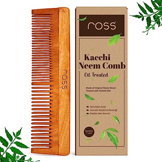 Ross Oil Treated Kacchi Neem Comb, Treated with Neem Oil, Bhringraj