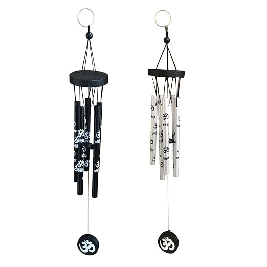 Ryme Black Wind Chimes & Om Rudraksha 5 Rod Metal Wind Chime