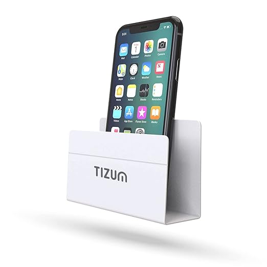 Tizum Wall Hanging Mobile Holder Stand, Wall Mount, Charging Holder with Adhesive Strips