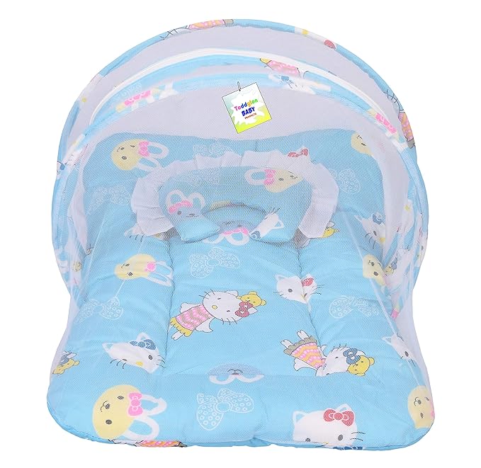 Toddylon New Born Baby Bedding Set Mattress with Mosquito Net and Pillow