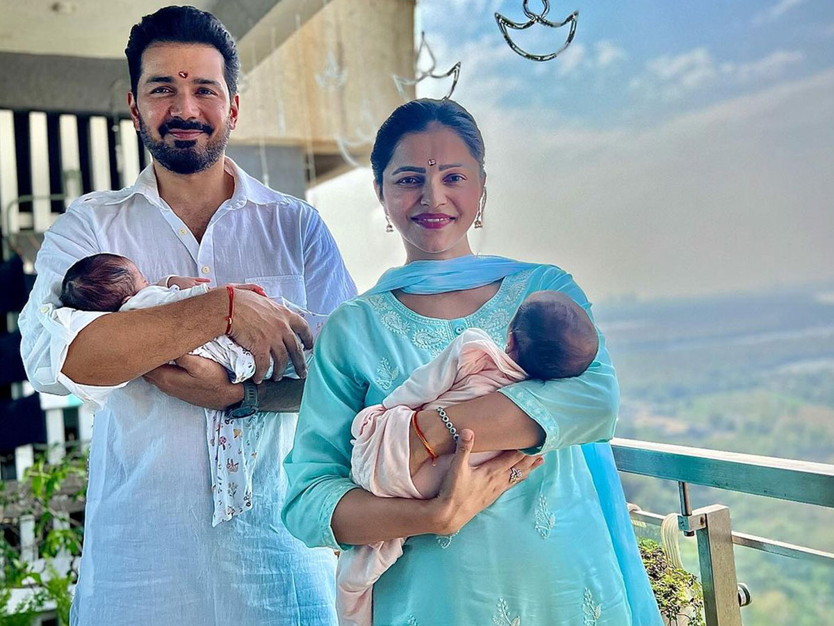 Rubina Dilaik Abhinav Shukla Finally Reveal Names of Twin Girls Their First PICS Will Melt Your Heart Check Post