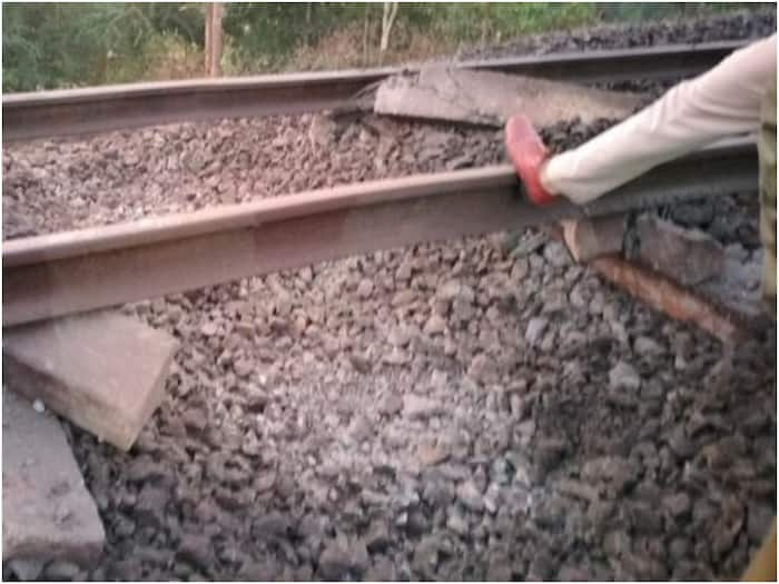 naxals blow up railway track