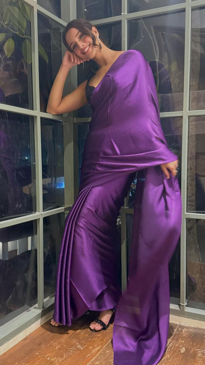 Triptii Dimri makes a chic case for a purple statement satin saree perfect  for the wedding season : Bollywood News - Bollywood Hungama