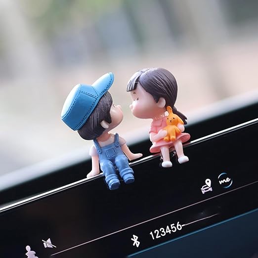 Wolpin Plastic Car Decor For Car Dashboard Love Couple Car Interior Decoration Accessories Decorative Showpiece