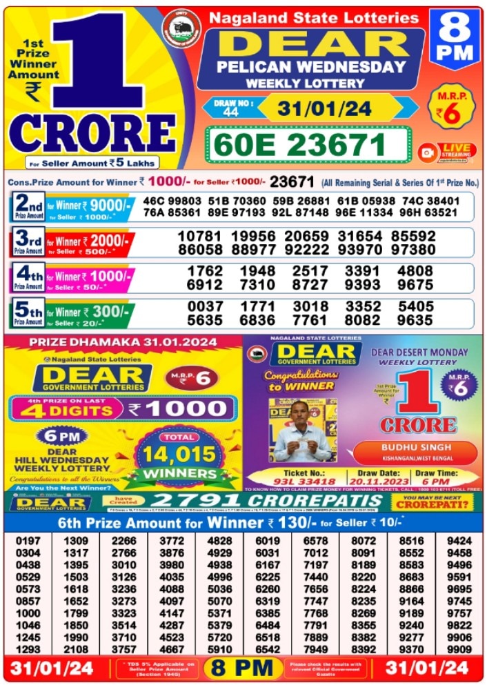 Lotto results for wednesday the 30th shop of january