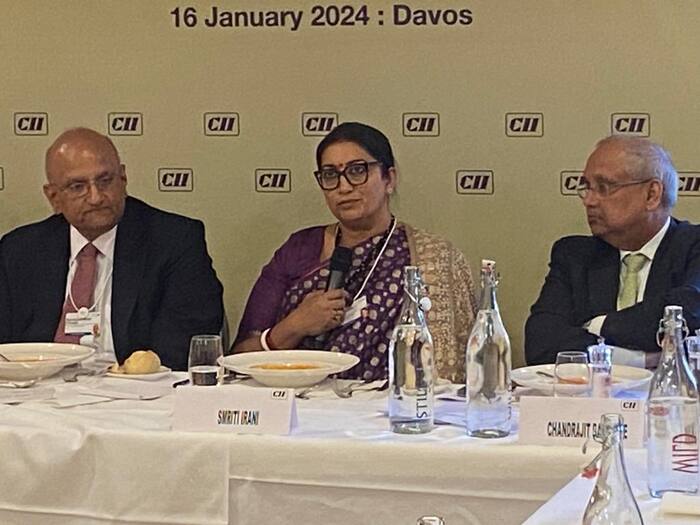 Smriti Irani highlighted India's growth in the technological sector and mentioned the launch of the COWIN app during the COVID-19 pandemic.