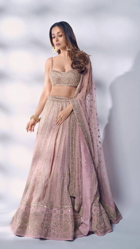 malaika arora pink dress Malaika Arora Exudes Wedding Season Glow in Pink