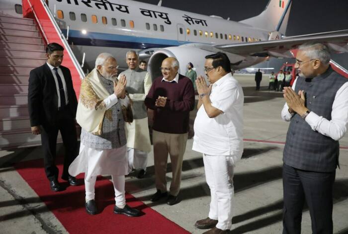 PM Narendra Modi Arrives in Ahmedabad for Vibrant Gujarat Summit