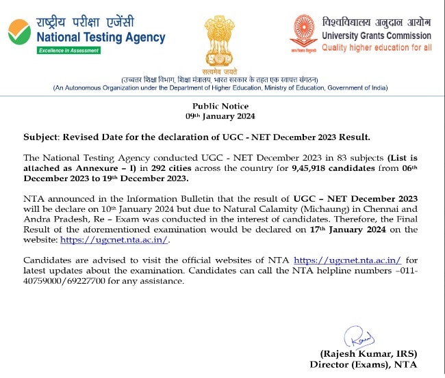 UGC NET Result 2023 NTA Scorecard, Final Answer Key, Expected Cut Off