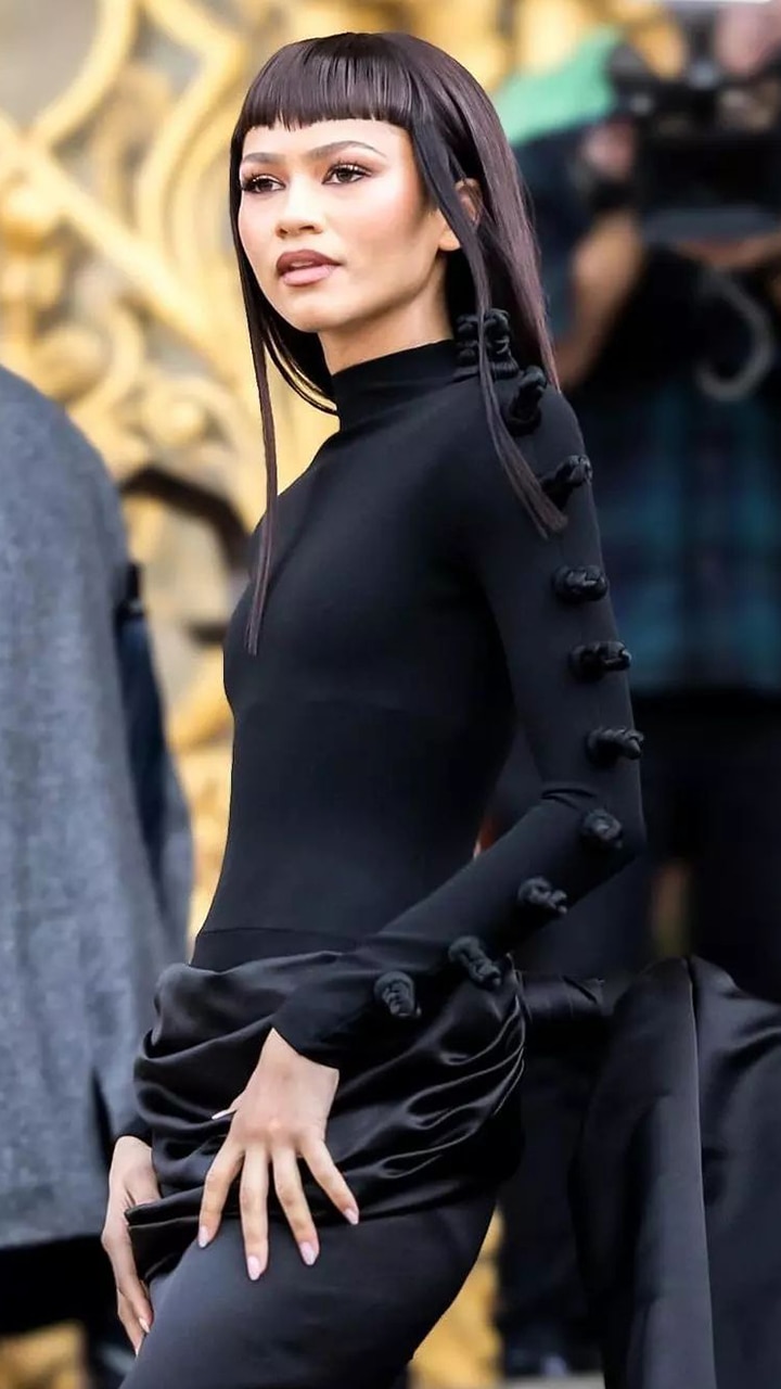Zendaya Wows in Spiky Black Dress & Stylish New Bangs