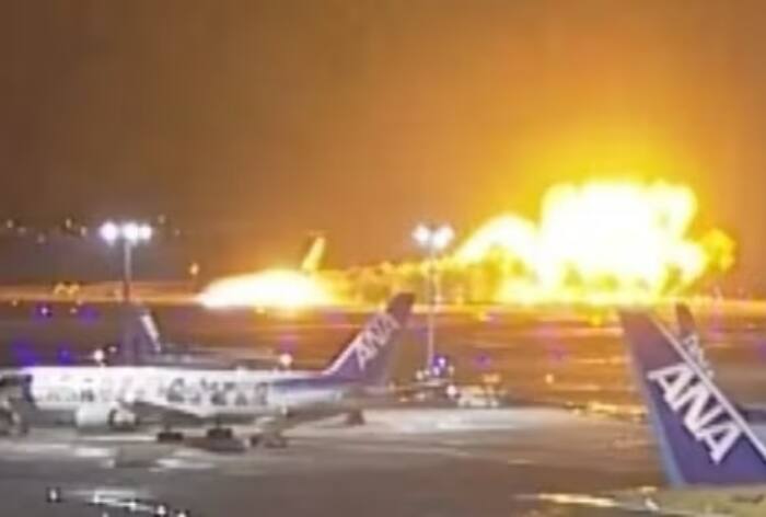 Japan Airlines Aircraft Catches Fire on Runway at Tokyo Haneda Airport | Watch