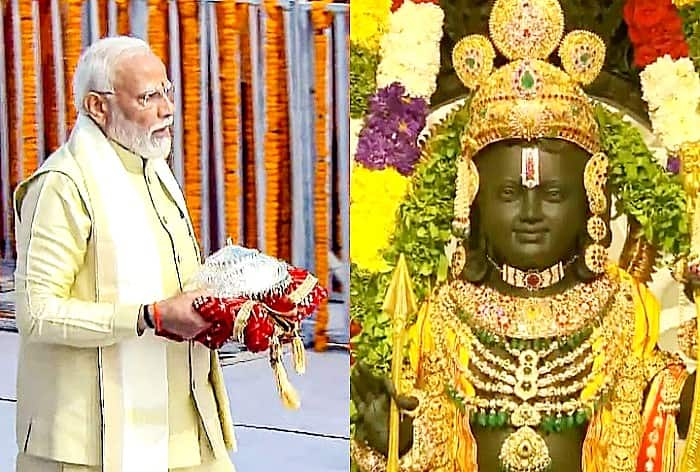 PM Narendra Modi Wears Yellow Silk Kurta With Matching Jacket And Golden Dupatta to Commemorate Ram Mandir Pran Pratishtha - See Pics