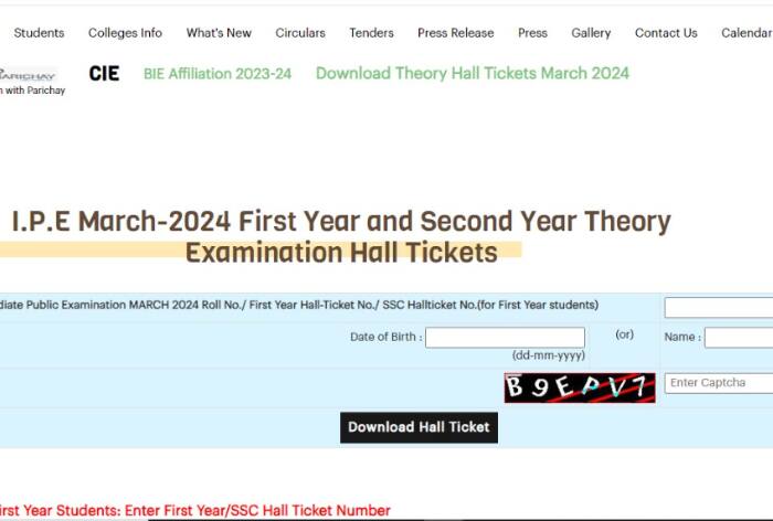 AP Inter Hall Ticket 2024: BIEAP AP Inter 1st & 2nd Year Hall Tickets Released on bieap.apcfss.in