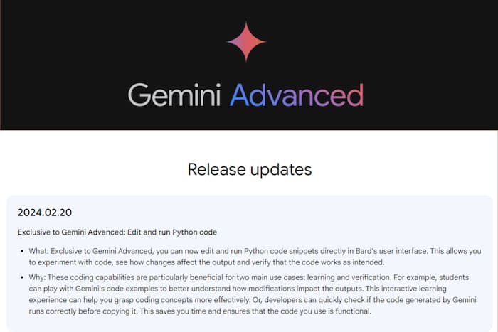 Google Updates Gemini Advanced With New Coding Features; Know More Here