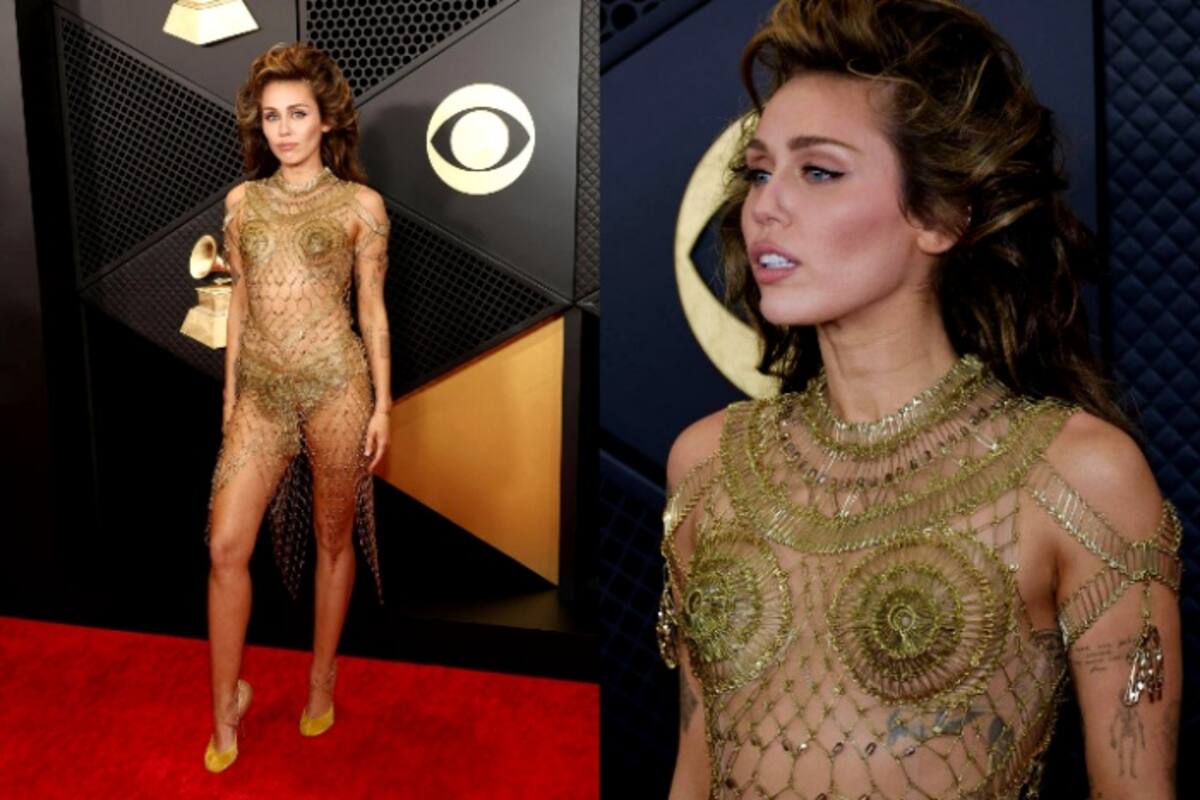 Miley Cyrus Leaves Fans Astonished With Dress Made of Safety Pins, Check  Red Carpet Photos From Grammys 2024 | India.com