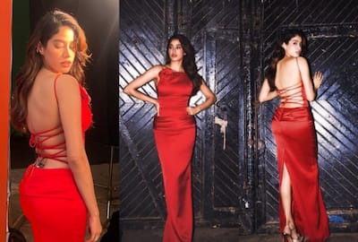 Janhvi Kapoor Romantic Red Satin Dress With 3D Flower Serves Valentine  Date-Night Goals, Check Price!