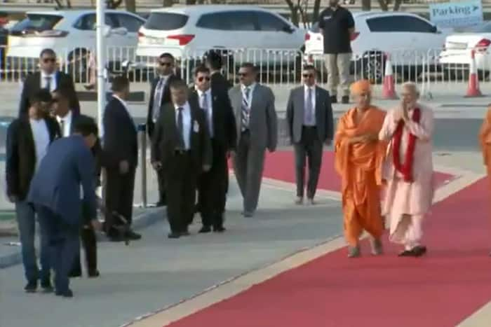 PM Modi Arrives At BAPS Temple In Abu Dhabi, UAE