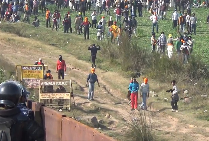 ‘Ruckus Can’t Be Allowed…’: Haryana Police Share Videos Showing Farmers Pelting Stones To Provoke Cops