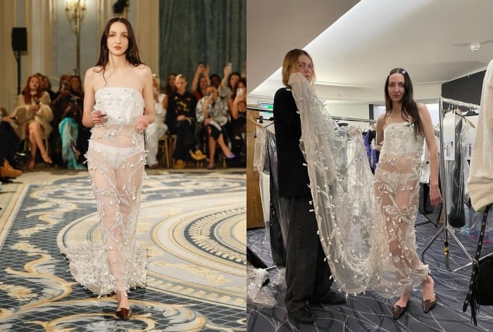 London Fashion Week 2024 Viral Video: Runway Bride Walks in Headphones Wired Together to be a Wedding Dress