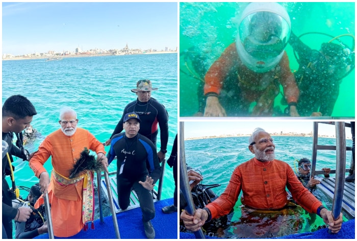 PM Modi Goes Underwater In Deep Sea, Offers Prayer In Submerged Dwarka