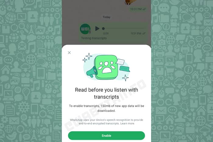 WhatsApp is working on a feature to transcribe voice notes specifically for the Android app (Image: WABetaInfo)