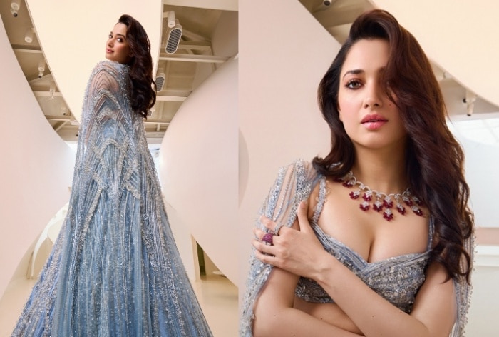 WATCH: Tamannaah Bhatia Looks Like a Glamorous Butterfly in Celestial Blue Lehenga With Embellished Cape