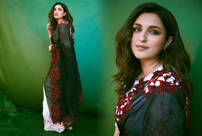 Parineeti Chopra Exudes Unmatched Ethnic Glamour in Rs 30k Colour Block Saree Adorned With Lilies at Chamkila Promos, PICS