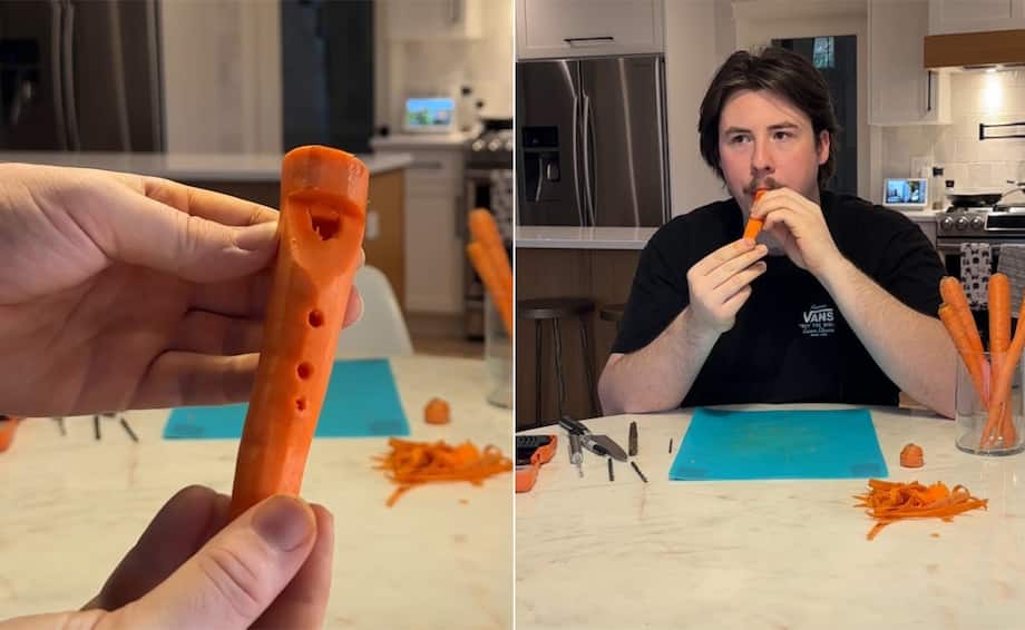 Carrot Flute: Viral Video Shows Man Crafting Flute from Carrot