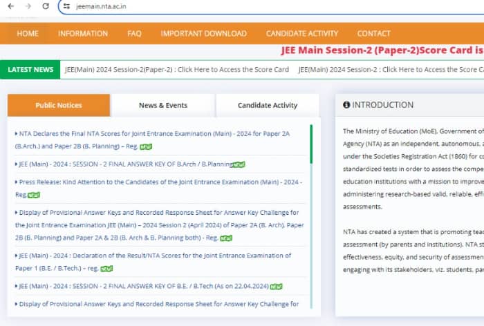 JEE Main 2024 Paper 2 Final Answer Key Released at jeemain.nta.ac.in; Check B.Arch, B.Planning Provisional Key