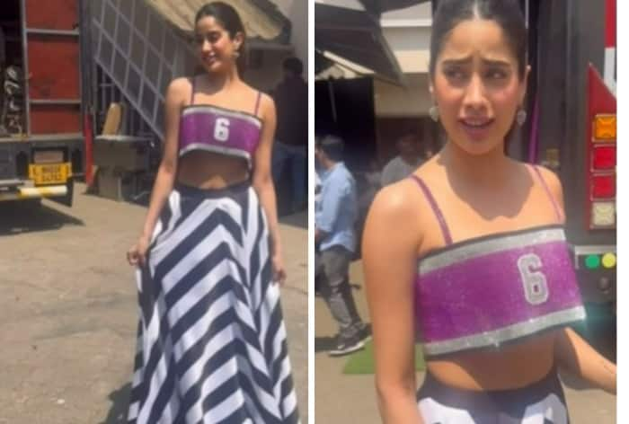 Not Jersey Number But Jahnvi Kapoor's Bralette Number 6 with Striped Skirt is a Fashion Moment