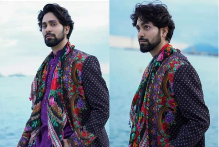 Cannes 2024 Day 2: Ankush Bahuguna Displays a Fabulous Riot of Colours in Purple Kurta With Quirky Shrug And Ombre Eyebrows- PICS