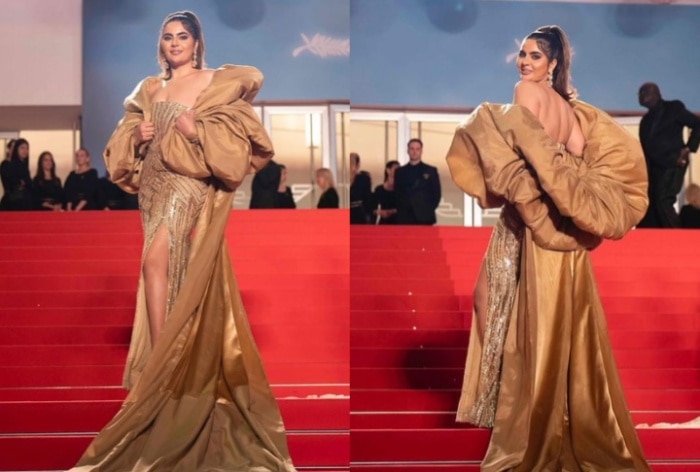 Deepti Sadhwani Glimmers And Glows in Fully-Sequined Golden Gown With Never-Ending Train- PICS