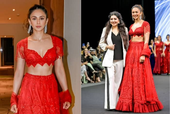 Rakul Preet Singh Turns Showstopper in Stunning Red Lehenga With Sequin And Stone Work in Dubai - See PICS