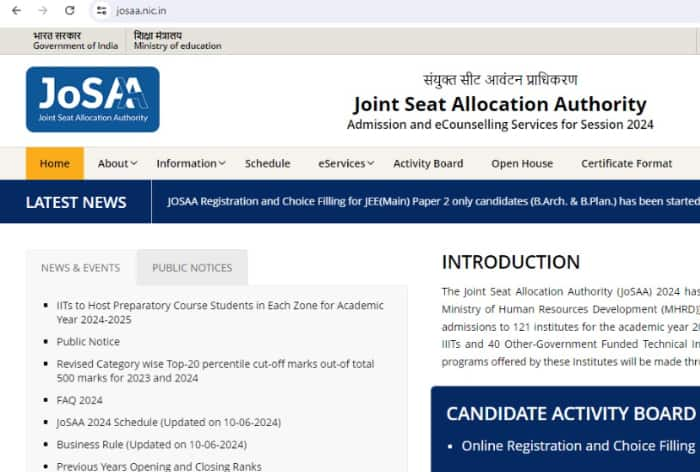 JoSAA 2024 Counselling: Round 1 Mock Seat Allocation Result Today at 2 PM