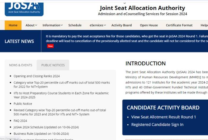 JoSAA Counselling 2024: Round 1 Reporting Ends Soon; What's Next?