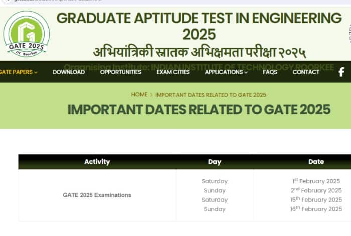 GATE 2025 Exam Date Released: IIT Roorkee To Conduct GATE From Feb 1