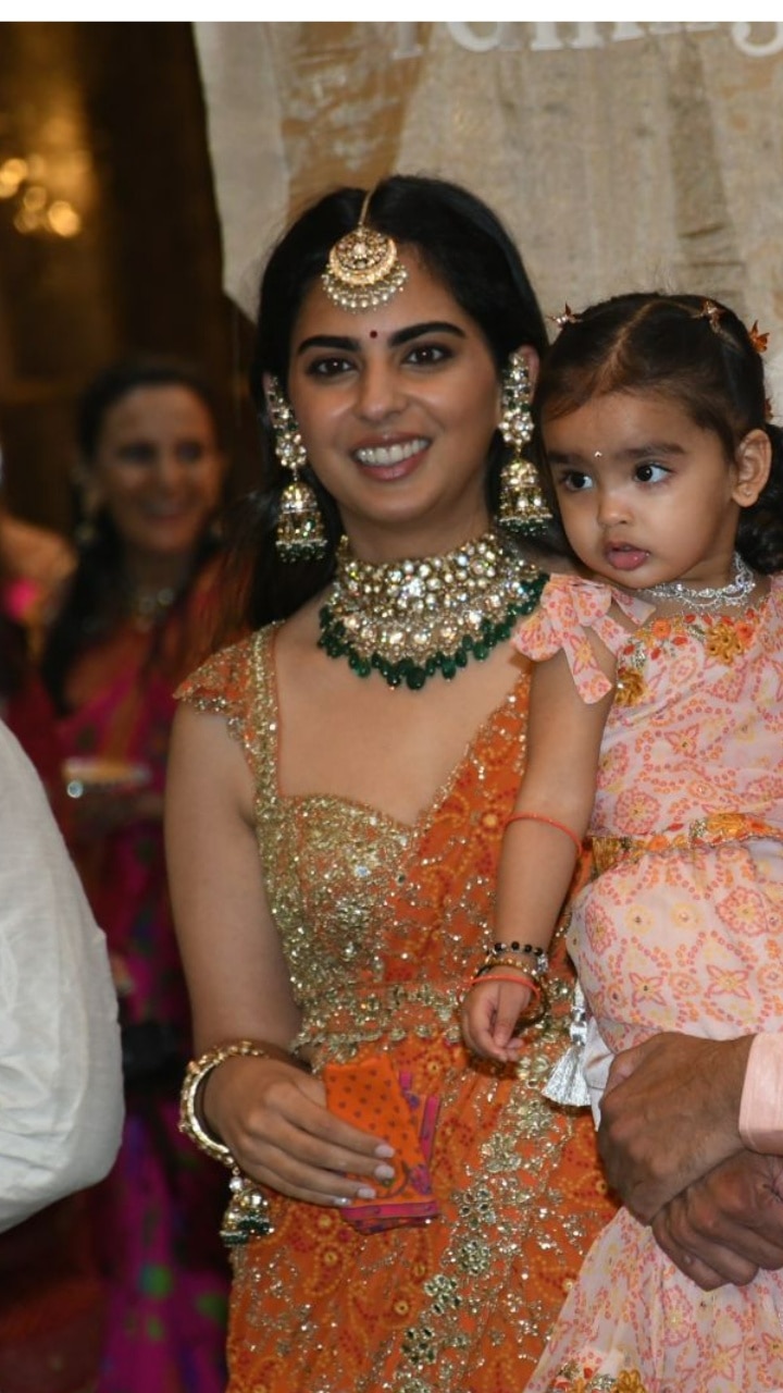 Isha Ambani Stuns in Orange Bandhani Saree With a Modern Twist -IN PICS