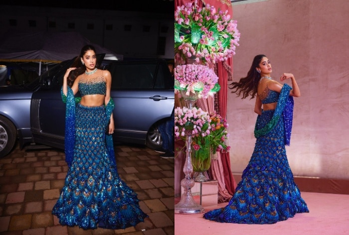 Janhvi Kapoor stuns is all things glamourous in blue peacock lehenga 